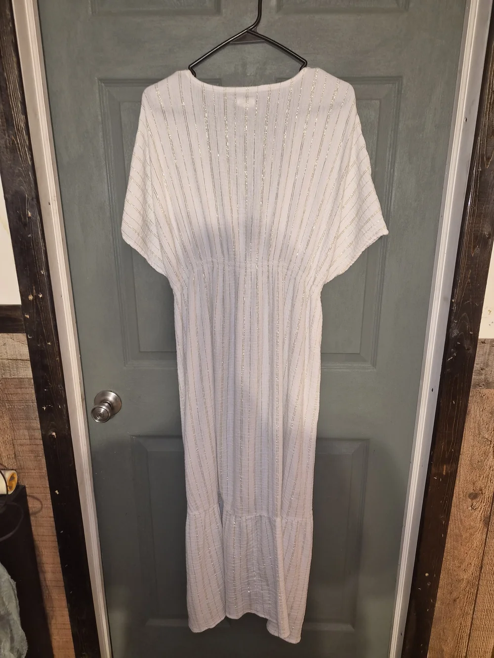aerie White Swim Coverup with Gold Stripe